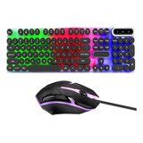 Kit De Teclado Y Mouse Gamer Luz Rgb Iluminado Alambrico