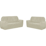 Capa De Sofa 21 Elasticos 3 E 2 Lugares Protetor Elasticada Cor Palha