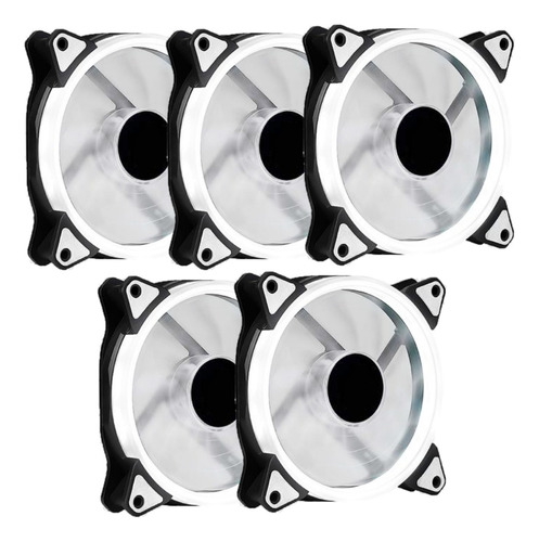 Kit 5 Cooler Fan Led Branco 120mm Gabinete Gamer Ventoinha