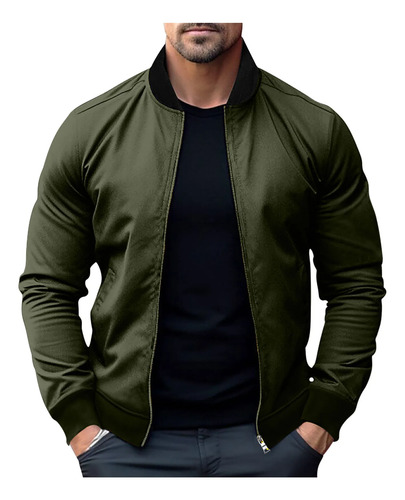 Chaqueta F Para Hombre, Suéter, Elástico, Color Liso, Medio