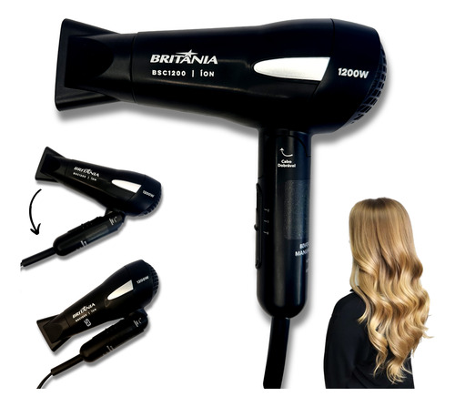 Secador De Cabelo Travel Mini Viagem Potente 1000w Bivolt