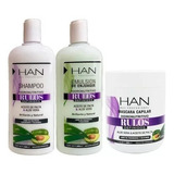 Kit Rulos Han Shampoo+enjuague+baño Crema 500gr Curly Girl