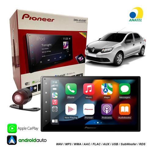 Central Multimídia Pionner Carplay Android Auto Bluetooth 7p