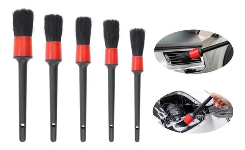 Kit 5 Cepillos Pinceles Para Detailing Premium Auto Limpieza