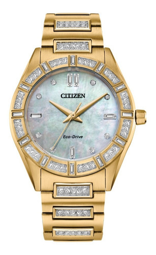 Reloj Citizen Silueta De Cristal Em1022-51d Time Square Color De La Correa Dorado Color Del Bisel Dorado Color Del Fondo Madre Perla