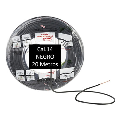 Bolsa 20 Mts Cable Iusa Negro Thw Cal 14 Awg 100%cobre | Envío gratis