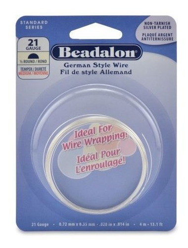 Beadalon Half Round Silver Plated 21-gauge Wire, 4-meters