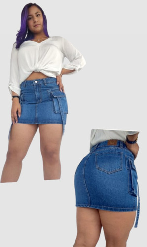 Falda Corta, En Jeans Talla 6 A La 14