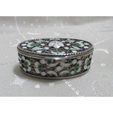 Bello Alhajero Cajita Pastillero Plata 925 Esmalte Cloisonne