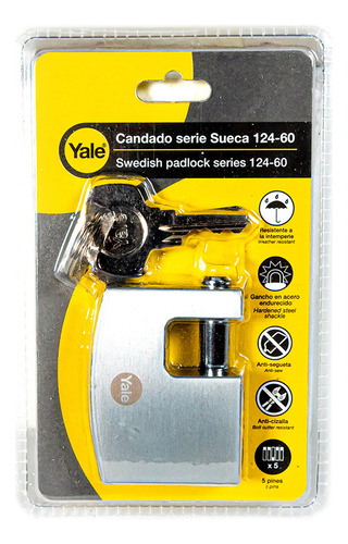 Candado Yale Serie Sueca 124 60mm ! Lo Mejor En Seguridad