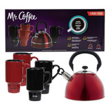 Juego De Tetera 1.7 L Con 4 Termos Para Llevar Mr Coffee Color Rojo