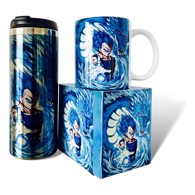 Termo Y Taza Vegeta Anime Dragón Ball Color Azul Acero | Envío gratis