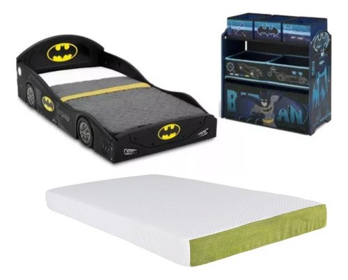 Cama Infantil Play Area Con Colchon Y Juguetero Batman