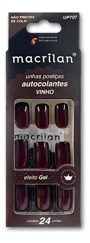 Unhas Postiças Autocolantes Média Vinho - Macrilan