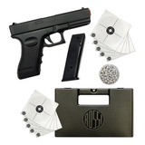 Pistola Airsoft Spring Glock 6mm Full Metal Black E Maleta