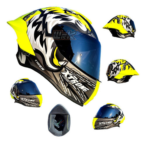 Casco Para Moto Negro Blanco Tigre Xtrong Certificado Ece