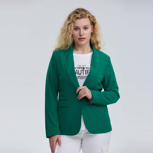 Blazer Mujer Cortes Y Bolsillo Verde Botella Fashion's Park