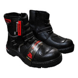 Bota Biker De Piel Para Hombre Con Reflejante