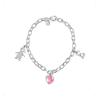 Pulsera De Plata 925 Con 3 Dijes Charms Agálea Mujer Color 18 Cm Diámetro 5 Cm Largo 18 Cm | Meses sin interés