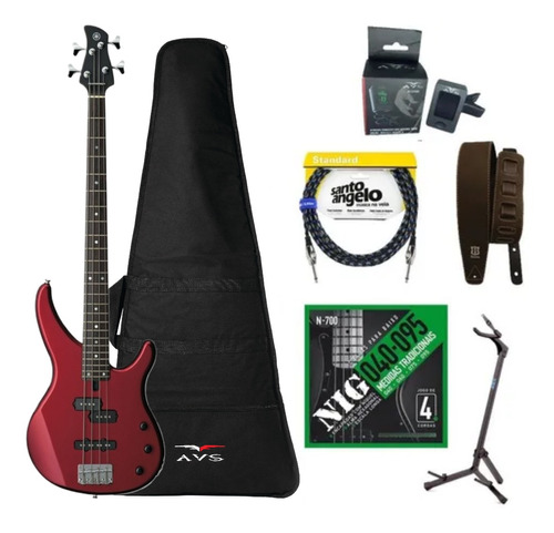 Contra Baixo Yamaha Trbx174 4 Cordas Vermelho Metalico + Kit