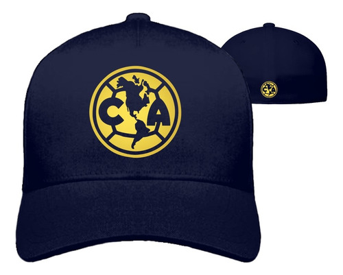 Gorra Club America Azul Marino Dorado Cerrada Flex Futbol