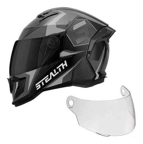 Capacete Stealth Concept Vis. Cristal + Viseira Fumê Oferta