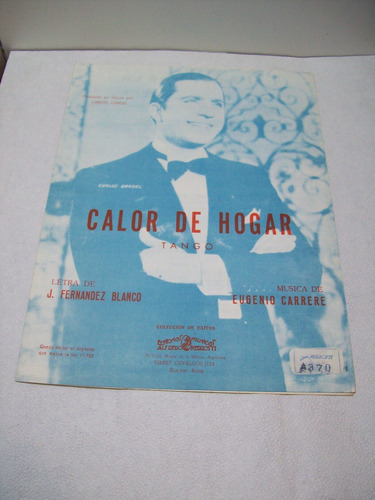 Adp Partitura Calor De Hogar Tango Fernandez Blanco  Carrere