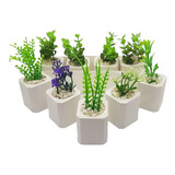 Set De 20 Mini Macetas Con Planta Artificial