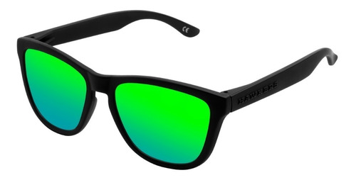 Gafas De Sol Hawkers Lifestyle One Raw One Size, Diseño Carbon Black Emerald Con Marco De Nailon Tr90 Color Negro Mate, Lente Verde De Copoliéster Tr18 Espejada, Varilla Negra Mate De Nailon Tr90 - Ho