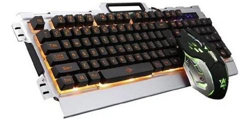 Kit Mouse Y Teclado Gamer Usb K33 Luz Led Cable Mallado 3200