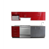 Cocina Integral Moderna Hawai Derecha P/estufa 2.40m Roja.