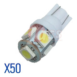 50 Lampara Led T10 W5w 5 Led Smd Luz Posicion 12v X50 Unid