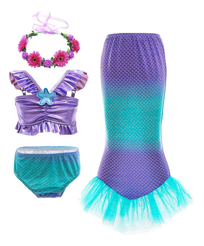 Traje De Baño Princesa Ariel Cosplay Sirena Día De Los Niños