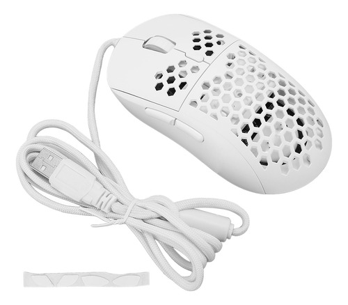 Ratón Con Cable, Ergonómico, Blanco, Ajustable, Dpi, 6 Tecla