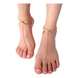 Body Chain Para Pies, Foot Chain, Dorado Y Plateado Con Dije