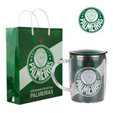 Kit Presente Barato Caneca Térmica 450ml Sacola Palmeiras