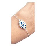 Pulsera Plata 925 Ojito Turco Con Cubic- Taggershop