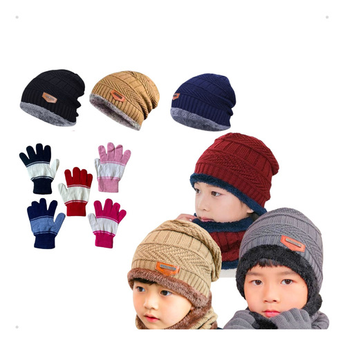 Kit 2 Touca Gorro Infantil Lã Quentinha Toca Forrada+ Brinde