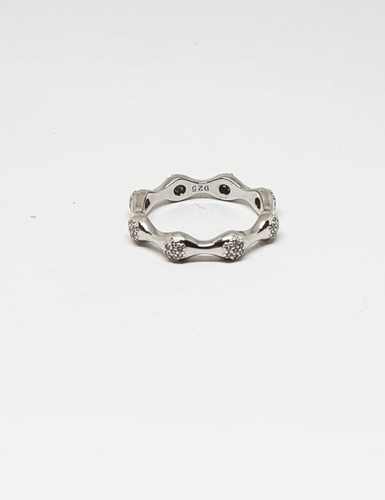 Anillo De Plata 925 Mujer Rodinado Sin Fin Con Cubic Blanco