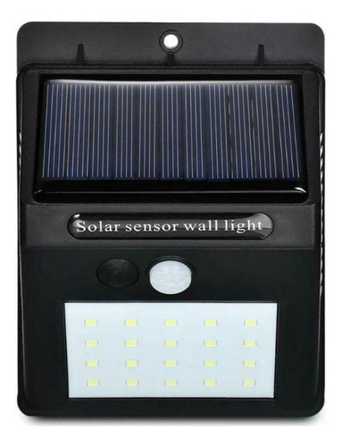 Luminária De Parede Energia Solar Sensor Movimento 20 Leds