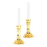 2 Uds 1:12 Casa De Muñecas Mini Velas Candelabros De Mesa