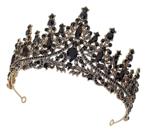 Diadema Negra Con Corona De Diamantes De Imitación For Novi