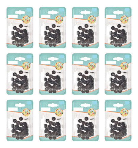Pack 12 Botones Plasticos 11,5mm Color Negro 32 Pcs