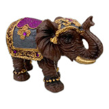 Elefante Indiano Da Fortuna Estatueta Decorativa Resina
