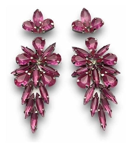 Aros Fucsia Fiesta / Aros Largos Gemas / Aros Elegantes Fino