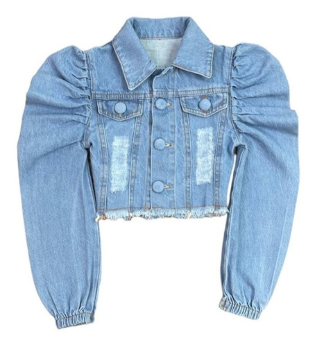 Jaqueta Jeans Infantil Manga Bufante Mini Diva Blogueirinha