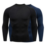 2pcs Playera De Licra Deportiva Para Hombre Compresión Gym