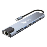 Adaptador Hub Usb C Hdmi Lector Tarjetas Sd Tf Usb 3.0 Rj45