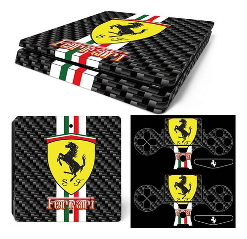 Skin Ps4 Slim + Skin 2 Joyst + 2 Lightbar - Ferrarii