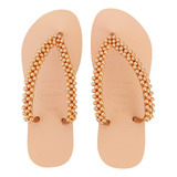 Chinelo Havaianas Slim Branco Decorado Com Pérolas